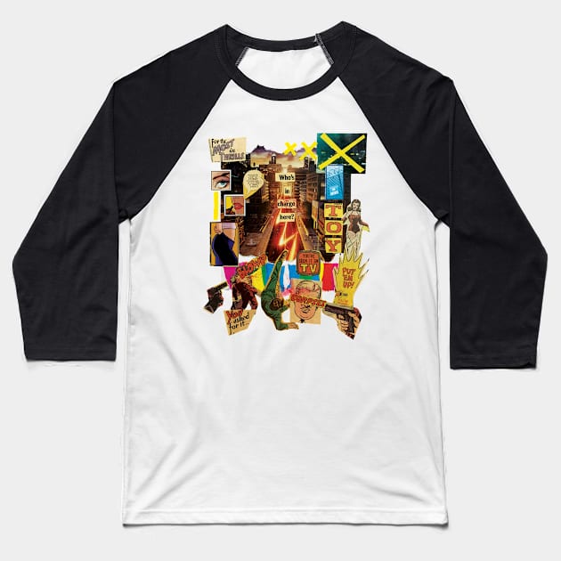 Sin City Collage Baseball T-Shirt by EVANARTT